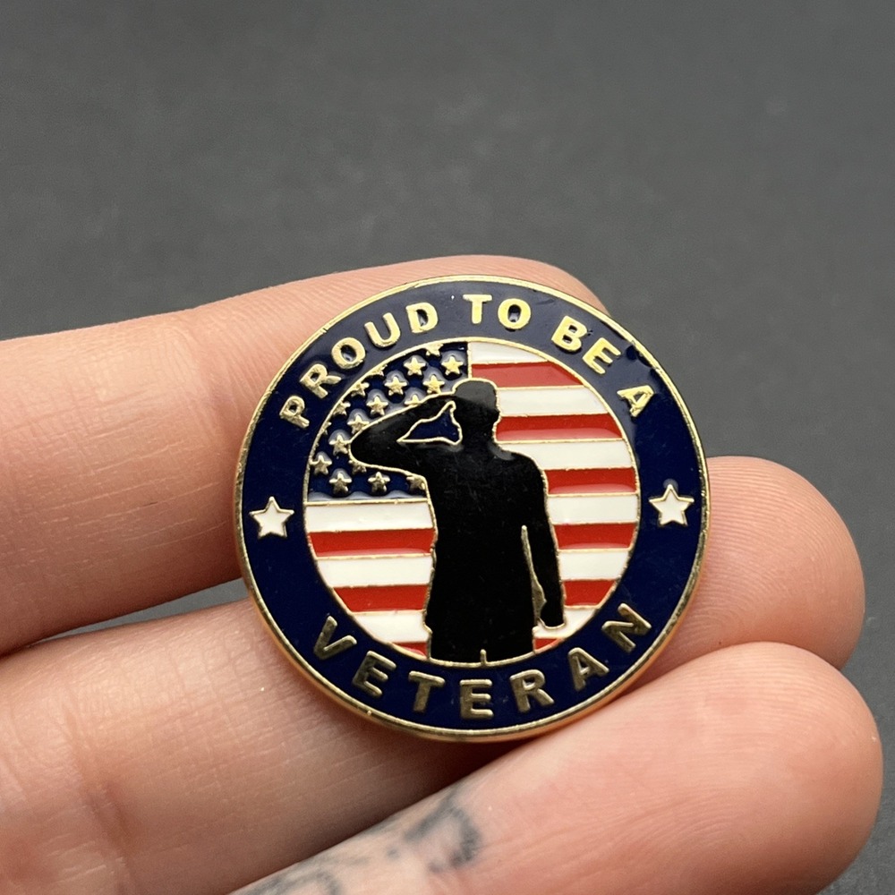 Proud To Be A Veteran America Flag Lapel Hat Pin Pinmart USA Military Patriotic
